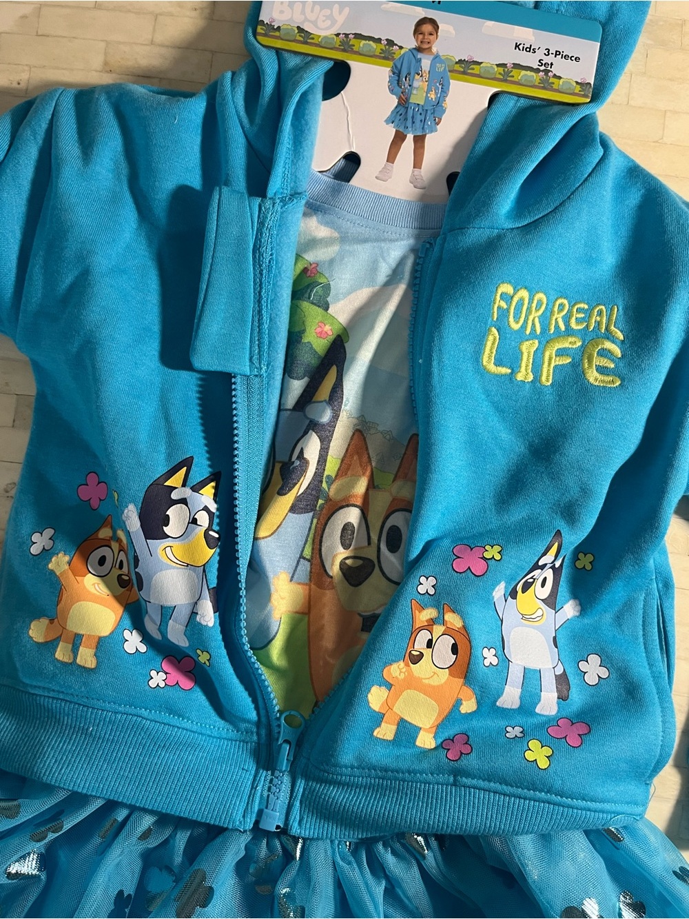 Bluey 3 Piece Matching Set Hoodie, T-Shirt and Tutu - Picture 6 of 7